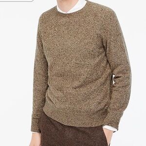 NWT J Crew Supersoft Lambswool Blend Crewneck Sweater XL Marled Mole Brown